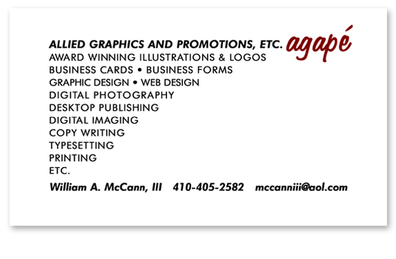 Alled Graphics And Promotions, Etc. Business Card