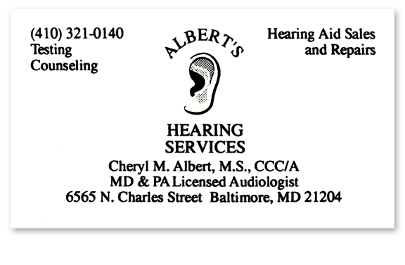 Albert's Hearing Services Business Card