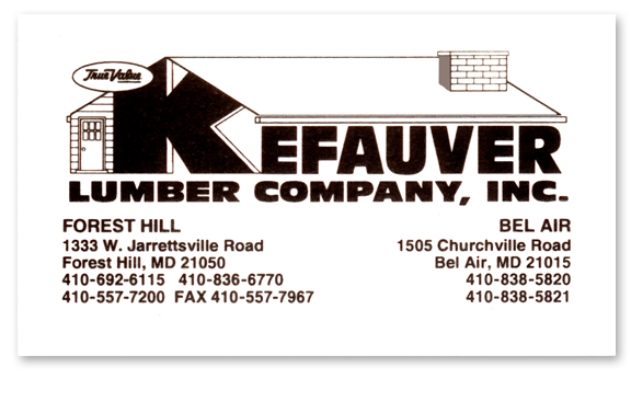 Kefauver Lumber Co. Business Card