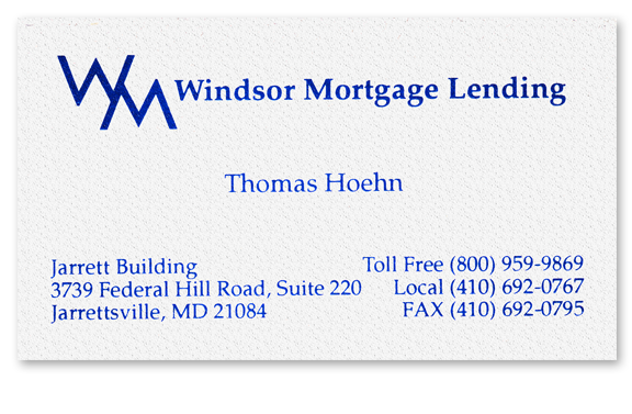 Windsor Home Mortgage Lending Business Card